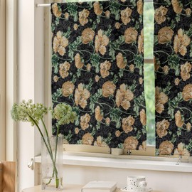 ENJOYBRIDAL Yellow Floral Kitchen Curtains 36 Inch Length Boho Semi Sheer Tier Curtains 2 Panels Set Short Half Small Rod Pocket Window Treatment Farmhouse Rustic Patterned Decorative Drapes