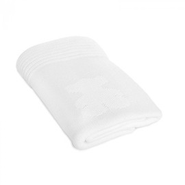 Tous baby 100% Knit Cotton Baby Blanket with Specially Knitted Tous Bears and Stars. Luxurious Baby Shower, Gender Reveal or Newborn Gift from Tous, Soft and Cozy for Baby Girls and Boys (White)