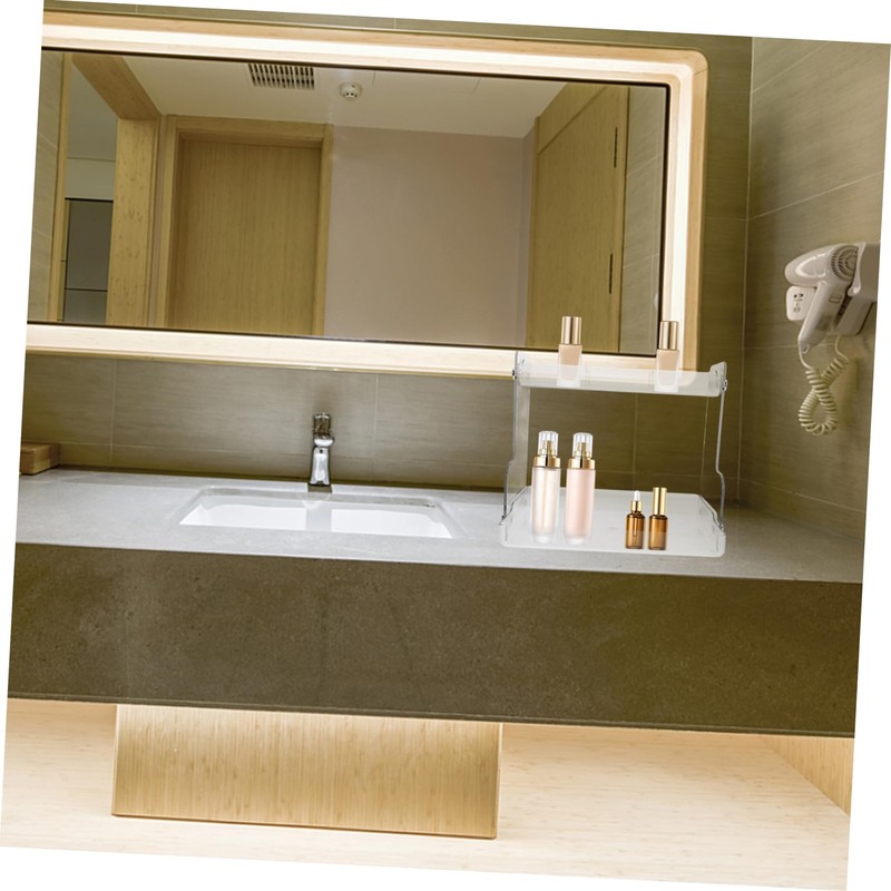 KICHOUSE 2-Tier Cosmetic Storage Organizer Wall-Mounted Vanity Organizer for Bathroom