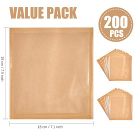ZORRITA 200 Pack Heat Sealable Bakery Bags with Window, Kraft Paper Grease Resistant To Go Cookie Bags for Packaging Donut, Pastries and other Treats (7.1 x 7.5 Inch)
