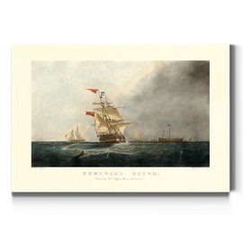 Landscape Style Canvas Wall Art: Rustic Italian, Modern Countryside, Romantic Mediterranean, Neutral Oceans Sailing Ships, Lighthouses & Beach Abstract Art Ready to Hang -Homeward Bound 18X27