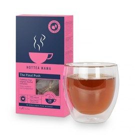 HOTTEA MAMA | The Final Push | Organic Raspberry Leaf Tea & Peppermint Blend for Pregnancy | Caffeine Free | Herbal Tea | 14 Whole Leaf Biodegradable Pyramid Bags - Makes 28 Cups