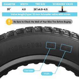 26x4 Fat Bike Inner Tube: Hycline 2-Pack Electric Fat Tire Tubes AV 32mm Schrader Valve, Premium Butyl Rubber Puncture Resistant Replacement Tubes with 2 Tire Levers
