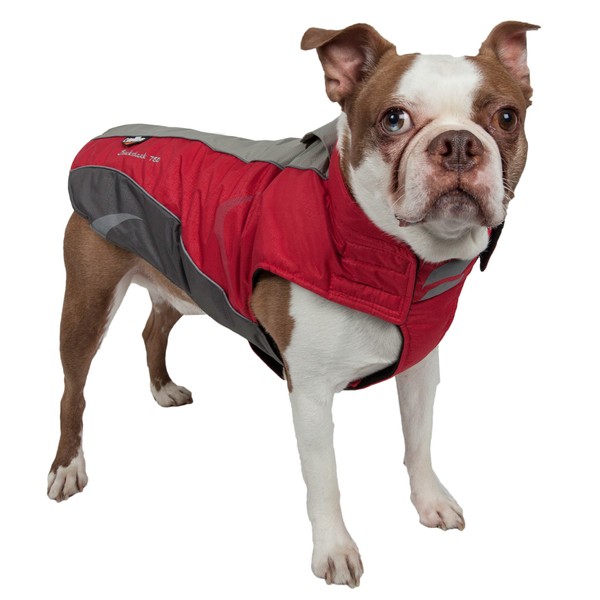 DOGHELIOS 'Altitude-Mountaineer' Wrap-Velcro Protective Waterproof Pet Dog Coat Jacket w/ Blackshark Technology, Small, Red, Dark Grey, Light Grey