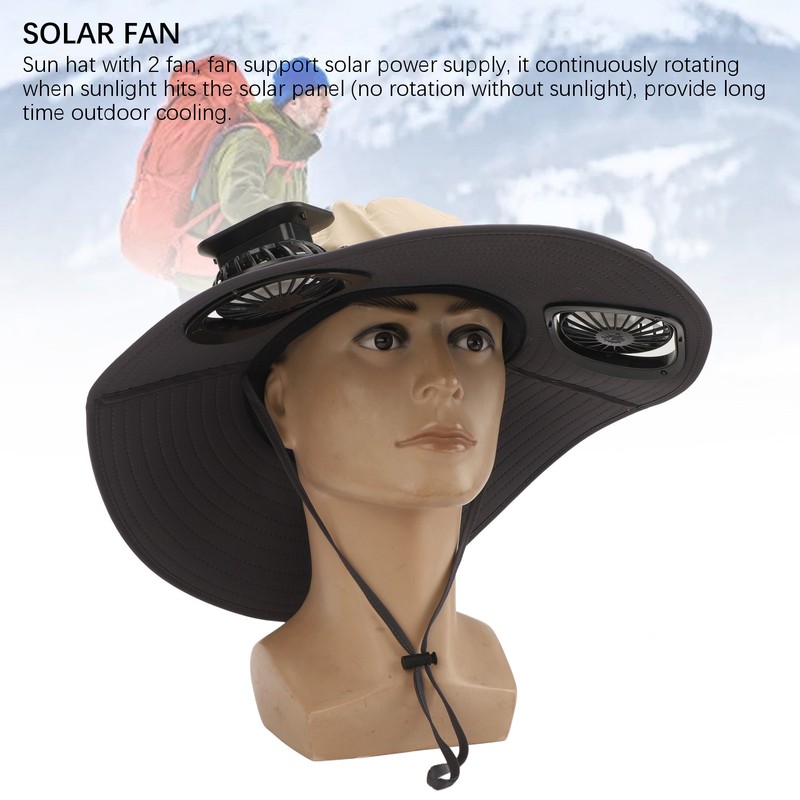 Detachable Sun Fan Hat 3 Speeds Adjustable UPF50 Breathable Wide