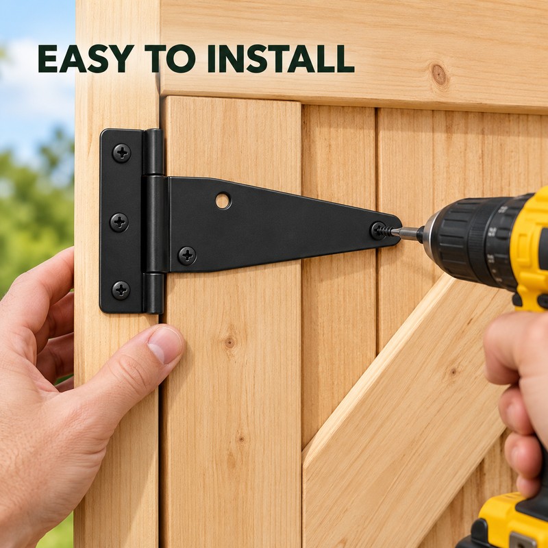 4-Inch T-Hinges for Shed Doors & Gates – Heavy-Duty Black