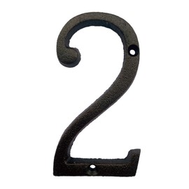 BetLight 5.5 Inch High Cast Iron House Number, Solid Home Address Numbers, Elegant Black Brown Finished, Easy Install With Matching Screws, Number 2