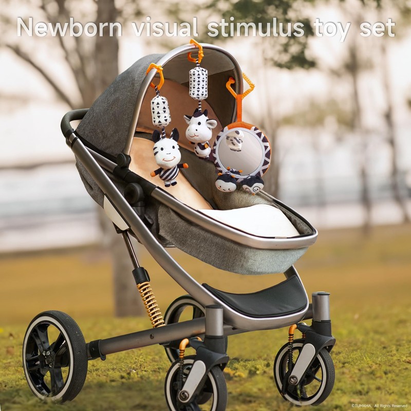 Baby Pram Toy 0 Month Black and White Soft Rattles