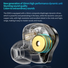 Yinyoo KZ EDXS IEM Headphones with High Resolution Sound Quality, Exquisite 3D Metal Faceplate, In-Ear Monitor Headphones with Microphone for Singers, Musicians, Audiophiles (Black, with Microphone)