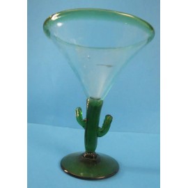 HECHO EN MEXICO HAND BLOWN ~ MARGARITA GLASS ~ SAGUARO CACTUS ~ 1 or ALL~1+ SHIP