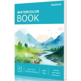 Hapikalor Hapikalor Watercolor Paper Pad, 9"x12" Water Color Paper, 140lb/300gsm Artist Painting Drawing Paper Book, Art Supplies for Adults Kids, Watercolors, Watercolor Paint Set, Sketchbook, Journal, Teal