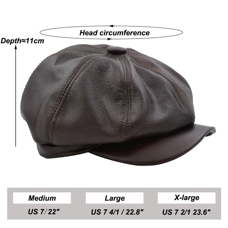 Yosang Fashion Men's Leather Classic 8 Panel Gatsby Newsboy Ivy