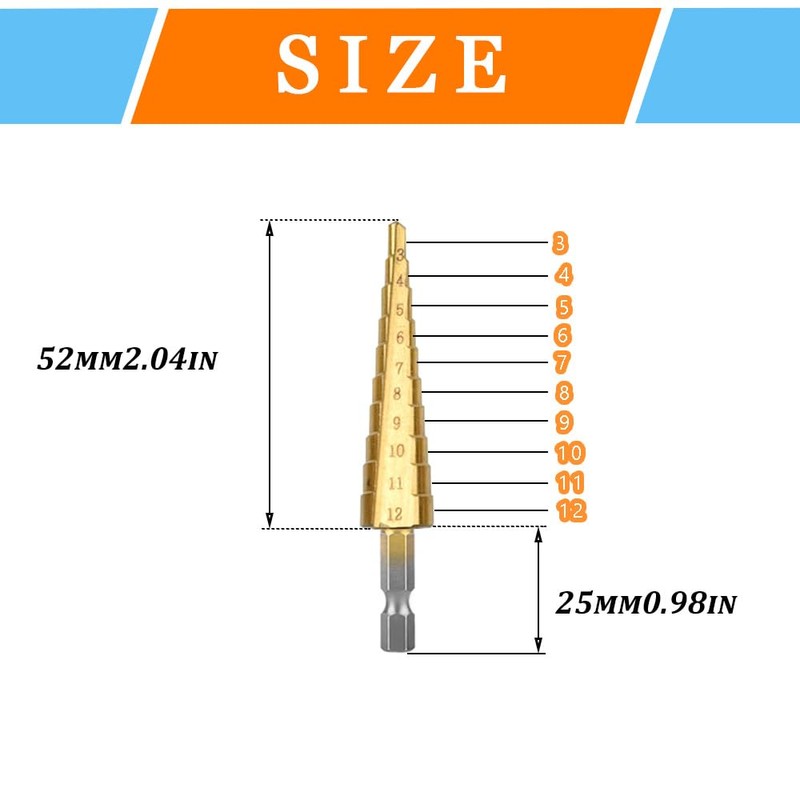 Hocansen 3 Pcs Step Cone Drill Bits Counter Sink Drill