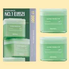 Mediheal Tea Tree Soothing Pads 100 sheets + 100 square toner pads / 메디힐 티트리 진정 패드 100매+100매 네모 토너 패드
