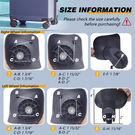 Luggage Wheels Replacement for Suitcase, Replacement Luggage Wheel Repair Suitcase Bag Parts Spinner Casters (W041-L-a Pair 2 Pcs)