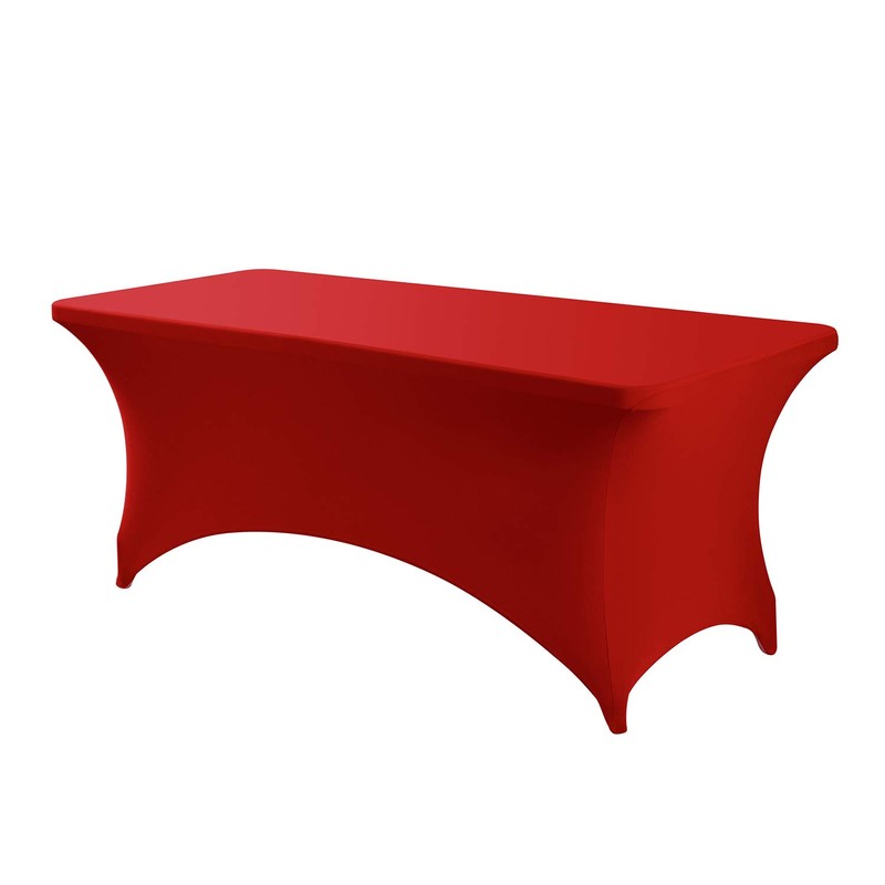 Peomeise 8FT Spandex Table Cover Rectangular Stretch Spandex Tablecloth (Red,8FT)