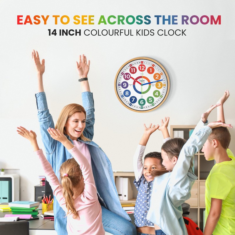 Oyster&Pop Extra Large Learning Clock for Kids - 14 Inch