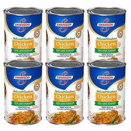 Swanson 33% Less Sodium 100% Natural Non-GMO/No MSG Chicken Broth Cans - 6 Pck (14.5 oz ea)