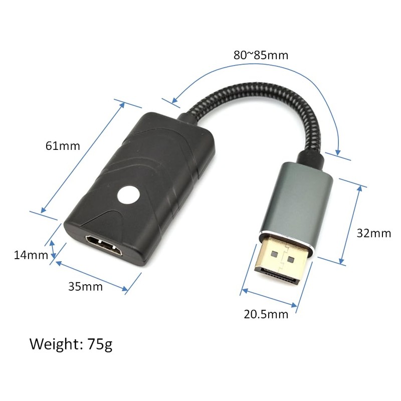 THWT 8K DP to HDMI EDID Emulator (Model: DPH8K-EWB), Supports