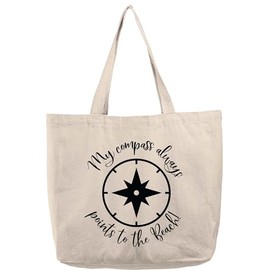 My compass always points to the beach cursive navigate funny Natural Canvas Tote Bag funny gift