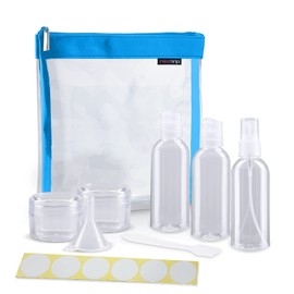 nex|trip Transparent Toiletry Bag + Container for Liquids, Hand Luggage, Cosmetic Bag, Transparent for Aeroplane, Travel Set, Cosmetic Bag, Blue