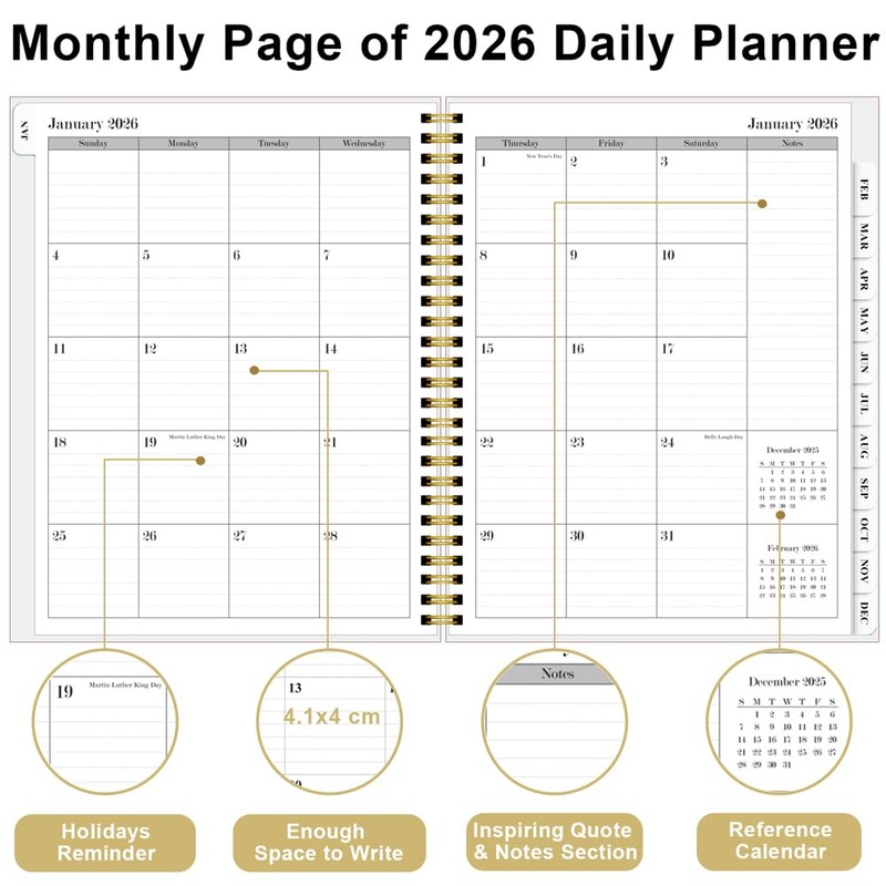 2026 Daily & Monthly Planner Calendar - Daily Planner Calendar