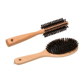 VITA PERFETTA 2 x Bamboo Hair Brushes - Boar Bristle Hair Brushes for All Hair Types, Brushing and Styling