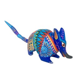 ALKIMIA INC Mexican Alebrije Armadillo Wood Carving Handcrafted Sculpture (Blue)