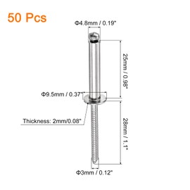 sourcing map 50Pcs 3/16"x1" 304 Stainless Steel Dome-Head Blind Rivets, Open-End Type Blind Rivets for DIY, Sheet Metal, Automotive Repairs, Furniture, Boat, and Duct Work (Silver)