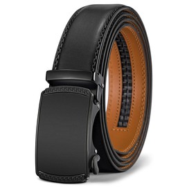 Men's Belts,KEMISANT Ratchet Leather Belt Gift For Gift Mens Dress Pants Oxfords,Size Adjustable(Black,28"-34"Waist Adjustable)