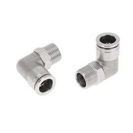 RATCHROLL Push to Connect Air Fittings 1/2" 90 Degree Air Line Quick Joint 304 Stainless Steel 3/8"BSPT 2 Pcs Silver Tone