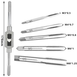 Bolt Extractor Screw Taps Set of 5 Ratchet Tap Holder T Shape for Break Bolts and Screws M3 M4 M5 M6 M8 Threading Tapping Hand Hand Hand Tapping Work