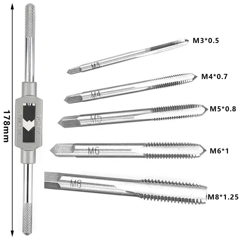 Bolt Extractor Screw Taps Set of 5 Ratchet Tap Holder