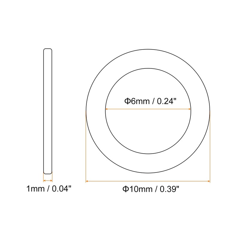 sourcing map M6 Flat Washer, 25 Pcs Copper Ring Flat