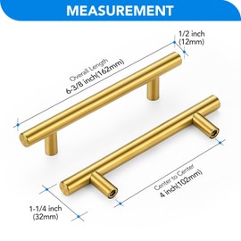 HOME EDIT Brushed Brass Cabinet Handles 4 Inch Hole Spacing, Stainless Steel Drawer Pulls for Cabinets, Kitchen, Bathroom, Dresser 10 Pack