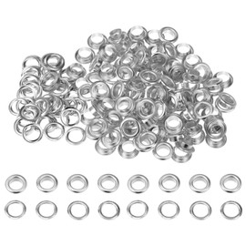 Kozelo Grommets Kit 100set-[8mm 1/3" Hole] Metal Eyelets Grommet Tool for Scrapbooking Clothes DIY Project Use, Tiny Grommet, Silver Tone