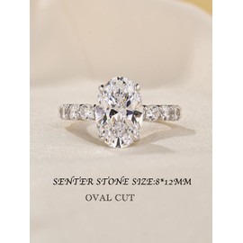 PAFIDDY 3.5CT Oval Cut Engagement Ring for Women, Sterling Silver 5A Cubic Zirconia Ring with Accented Band, Simulated Diamond Wedding Jewelry Gift (White Gold, 6)