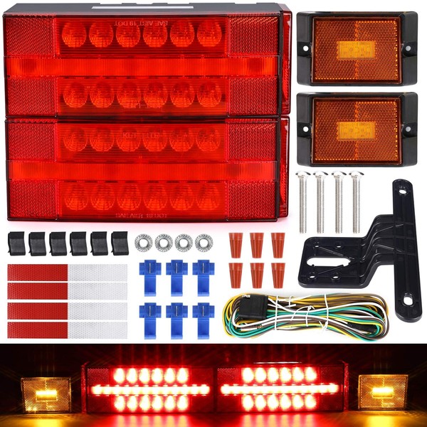 LINKITOM New Submersible LED Trailer Light Kit, Super Bright Fully Waterproof Tail Lights, Combined Stop,Tail Lights,Turn and License Lights Function for Boat Trailer