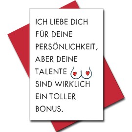 KARTEN 24 VERSAND Freche Jahrestag Karte Valentinskarte Liebesbrief für sie Frau Freundin Valentinstagskarte Geschenk Jubiläum Geburtstagskarte Ehefrau frech Liebeserklärung (Spruchplus)