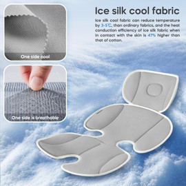 Baby Stroller Cooling Pad Universal Soft Cooler Pad Breathable Adjustable Car Seat Liner Detachable 2-Piece Cooling Cushion Fits Strollers, Car Seat, High Chair, Bassinet, Swing