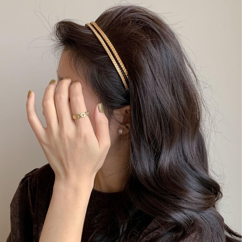 Gold Headband Thin Headband Gold Metal Headband for Women Girls