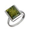 Sterling Silver and Baltic Green Rectangle Amber Ring Size: 8.5