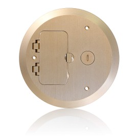 Leviton FBC1F-B Concrete Floor Box Brass Plated Cover Plate, 1 Decora Flip Lid & 1 Data Cap