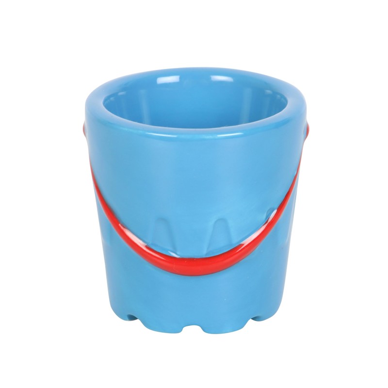 Seaside-Inspired Ceramic Sandcastle Egg Cups Set with Beach Bucket and