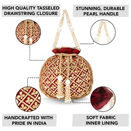 Aheli Indian Potli Bags for Women Evening Bag Clutch Ethnic Bride Purse with Drawstring Mothers Day Gifts for Mom