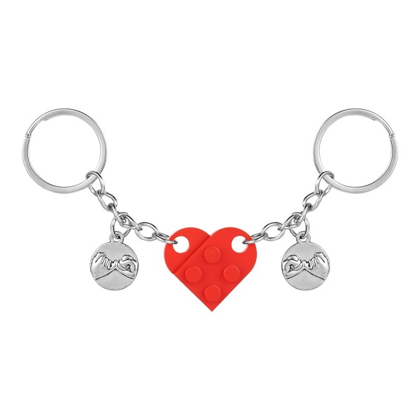 Brick Heart Key Chain, Detachable Heart Keychain Set Matching Heart