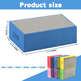 6 Pack Diamond Polishing Pads, Diamond Sanding Blocks for Tile Glass Ceramic Wood Marble Metal Grinding, Sanding Pads Grit 60, 100, 200, 400, 600, 1000