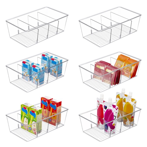 Vtopmart 6 Pack Food Storage Organizer Bins, Clear Plastic Bins