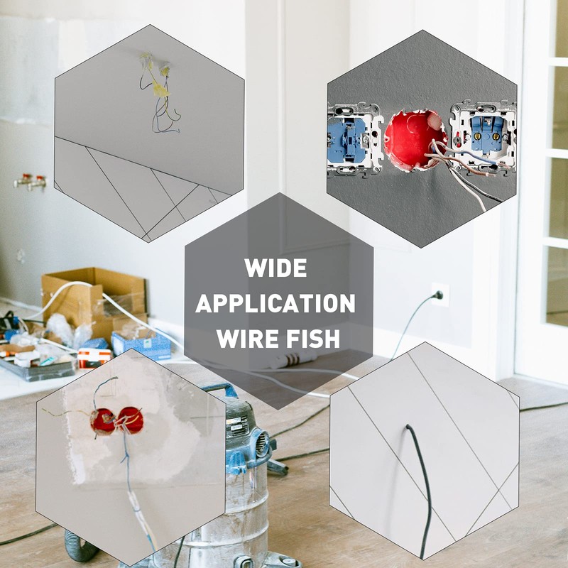 50' Fiberglass Cable Wire Running Rod Coaxial Electrical Connectable Fish