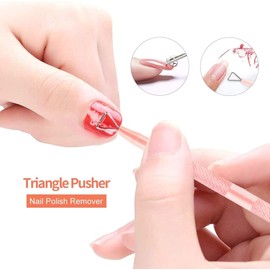 Pink Gel Nail Remover Tool, Cuticle Pusher for Women, Dual-end Dead Skin Nail Pusher Nail Dirt Cleaner Tool Gel Polish Remover Tool, 410 Stainless Steel, Cuticle Pushers Cuticle Tools